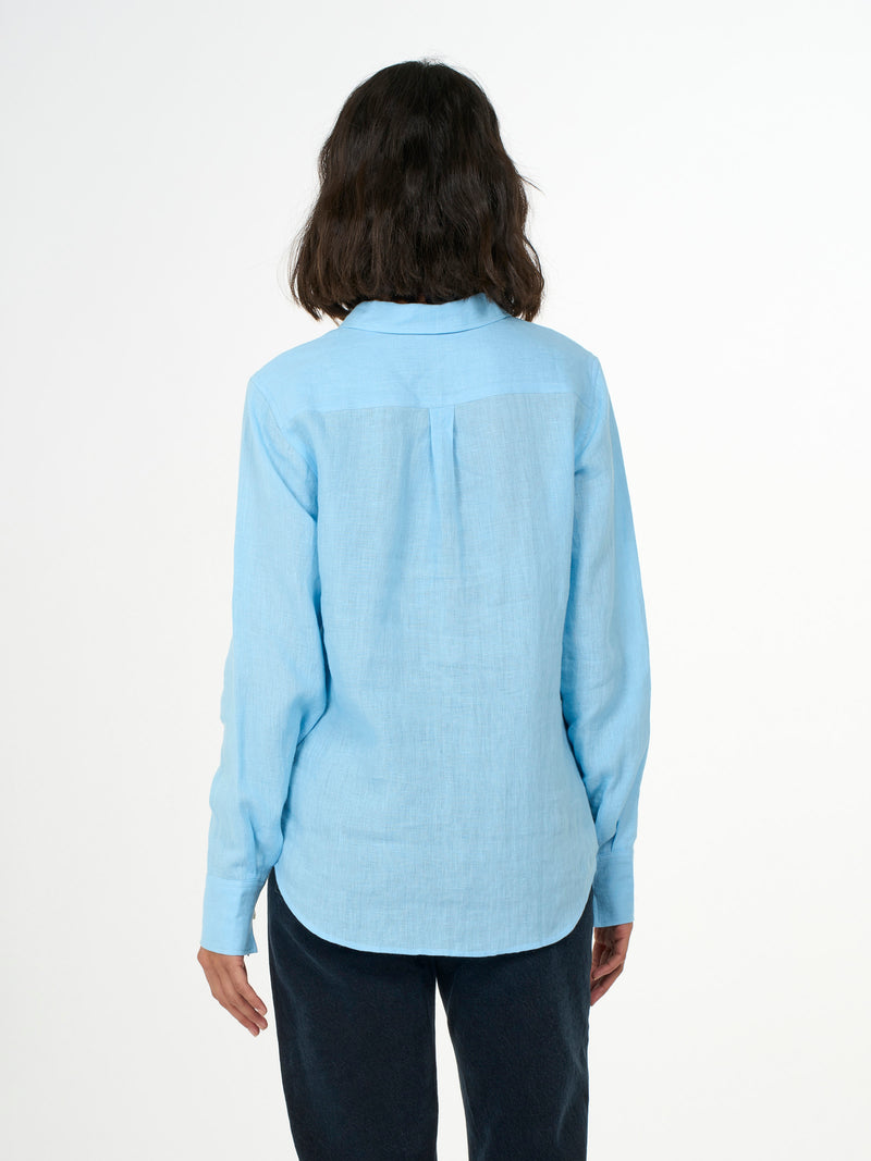 KnowledgeCotton Apparel - WMN Classic reg linen shirt Shirts 1377 Airy Blue