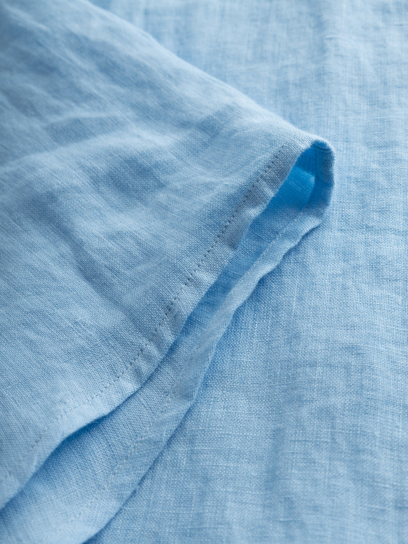 KnowledgeCotton Apparel - WMN Collar stand short sleeve linen shirt Shirts 1377 Airy Blue