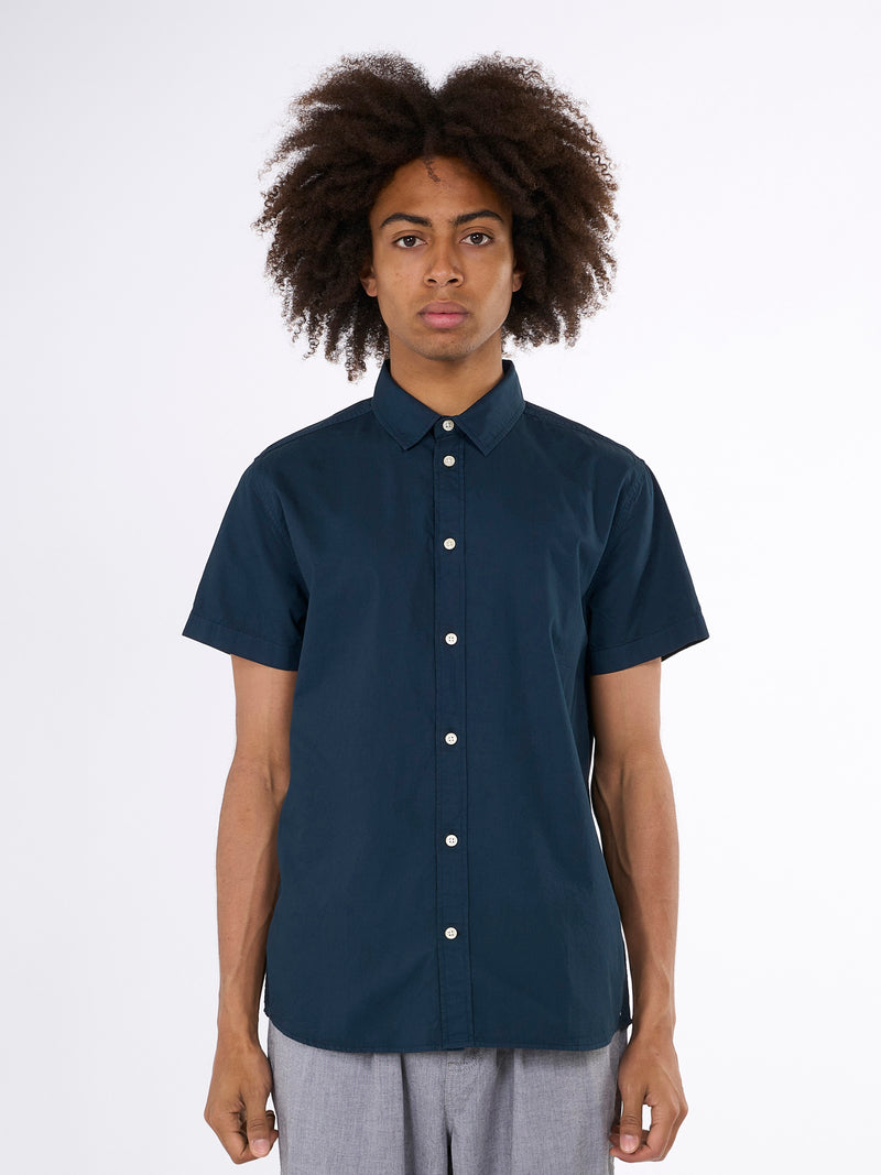 KnowledgeCotton Apparel - MEN Costum fit cord look short sleeve shirt Shirts 1001 Total Eclipse