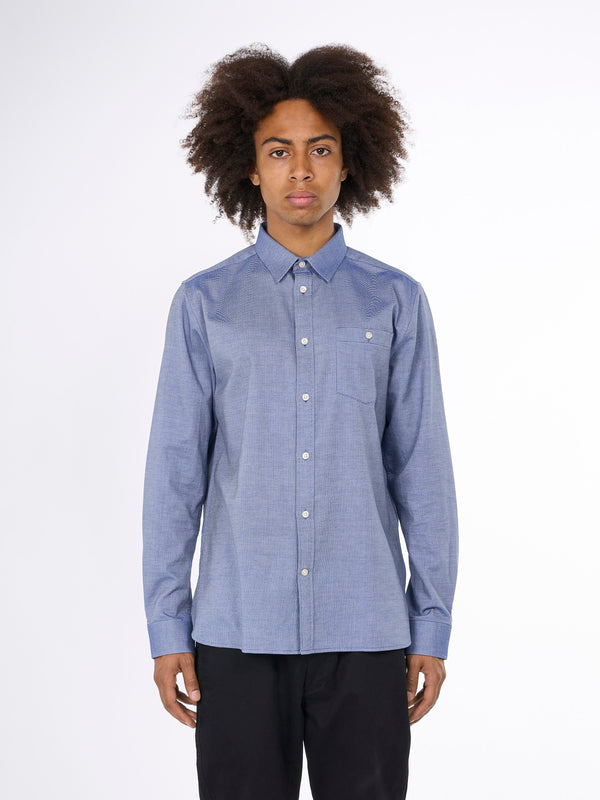 KnowledgeCotton Apparel - MEN Costum fit pepita checkered shirt Shirts 7006 Blue check
