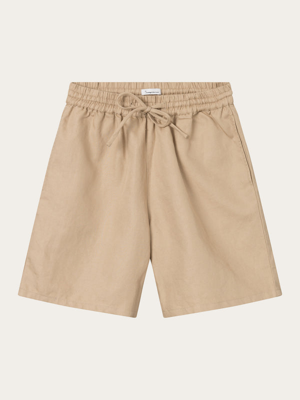 KnowledgeCotton Apparel - WMN Cotton-linen blend shorts Shorts 1347 Safari