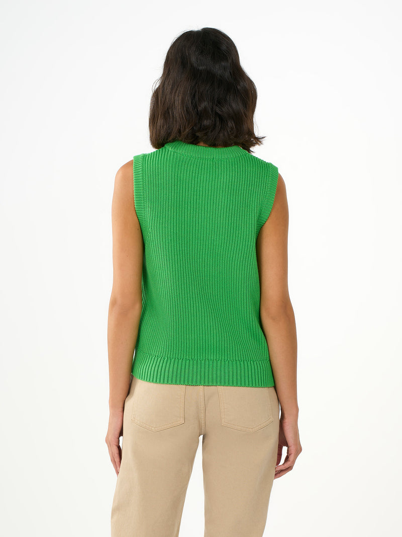 KnowledgeCotton Apparel - WMN Crew neck cotton mix vest Knits 1218 Vibrant Green