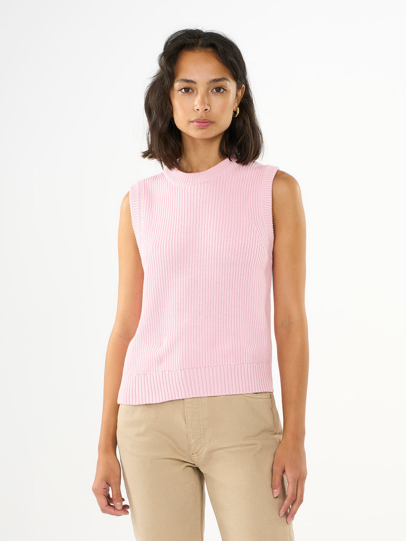KnowledgeCotton Apparel - WMN Crew neck cotton mix vest Knits 1378 Parfait Pink