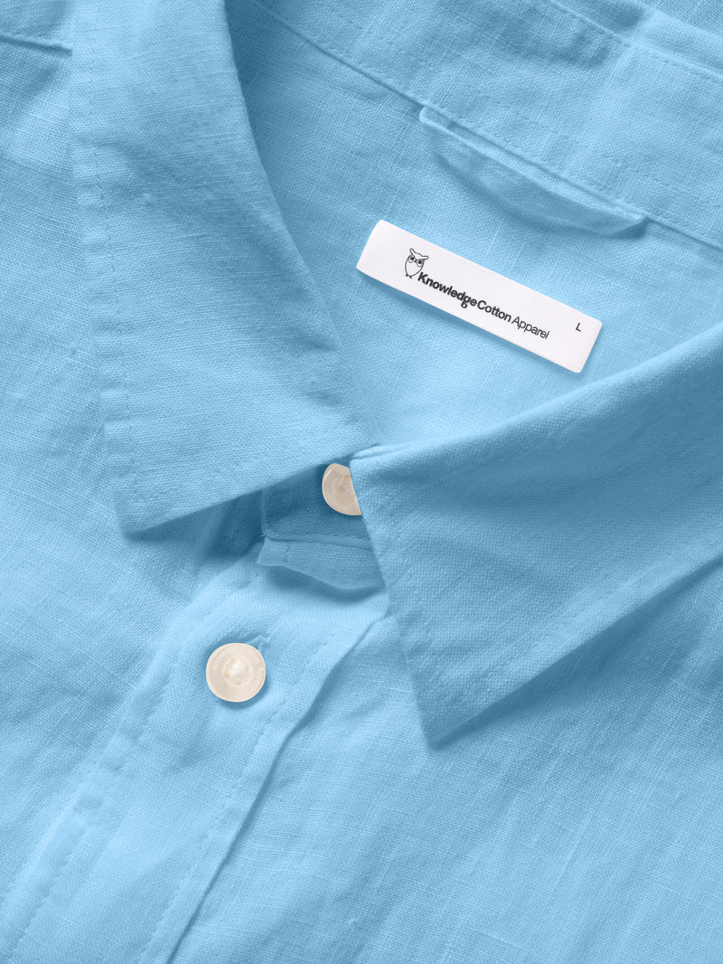 KnowledgeCotton Apparel - MEN Custom fit linen shirt Shirts 1377 Airy Blue
