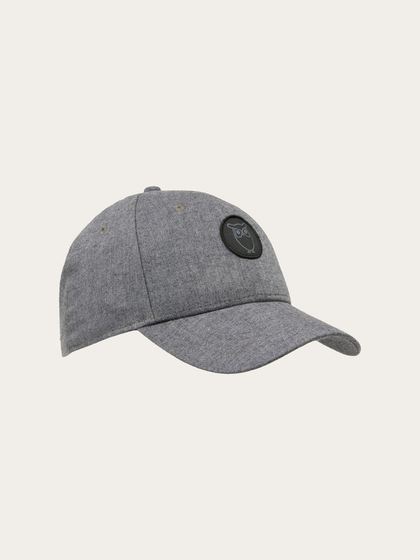 KnowledgeCotton Apparel - MEN Flannel cap Caps 1073 Dark Grey Melange