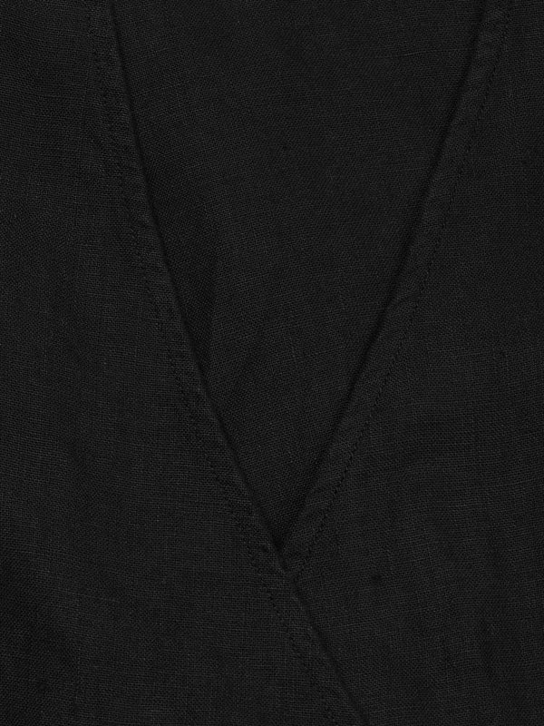 KnowledgeCotton Apparel - WMN Linen short sleeved wrap dress Dresses 1300 Black Jet