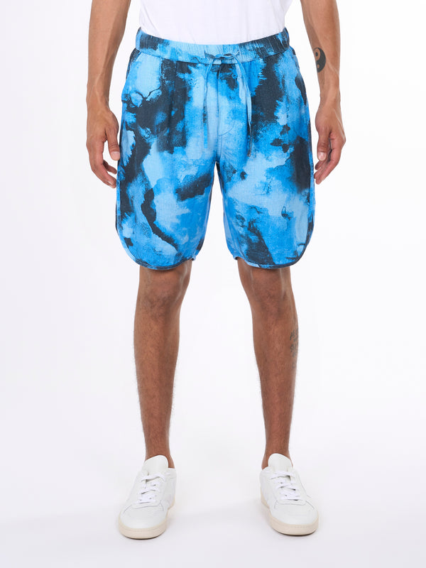 KnowledgeCotton Apparel - MEN Loose linen AOP shorts Shorts 9992 item color