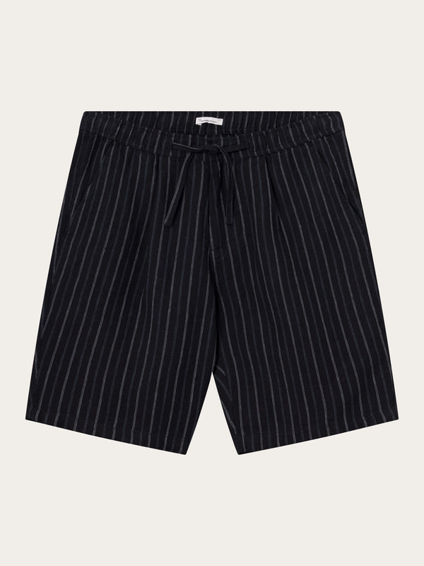 KnowledgeCotton Apparel - MEN Loose striped shorts Shorts 8003 Stripe - navy