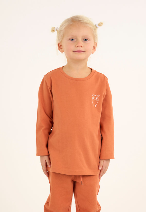 KnowledgeCotton Apparel - YOUNG Owl long sleeve t-shirt Long Sleeves 1367 Autumn Leaf