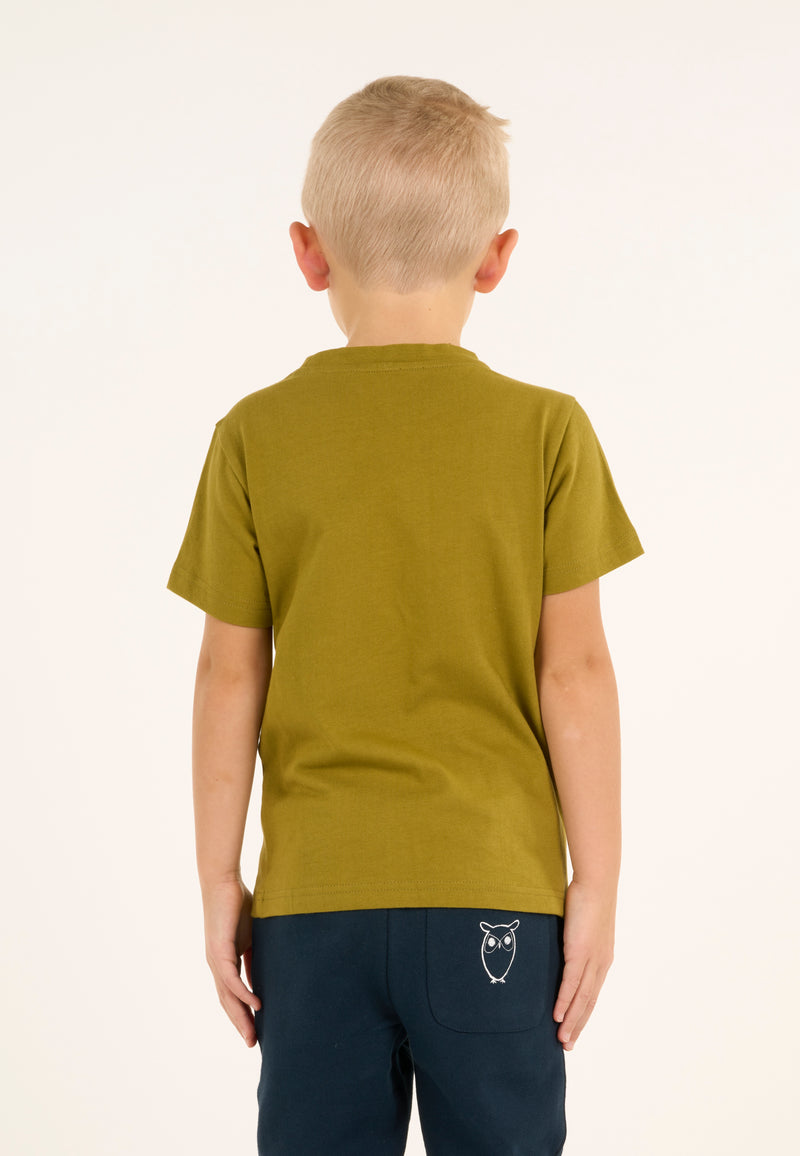 KnowledgeCotton Apparel - YOUNG Owl t-shirt T-shirts 1363 Green Moss