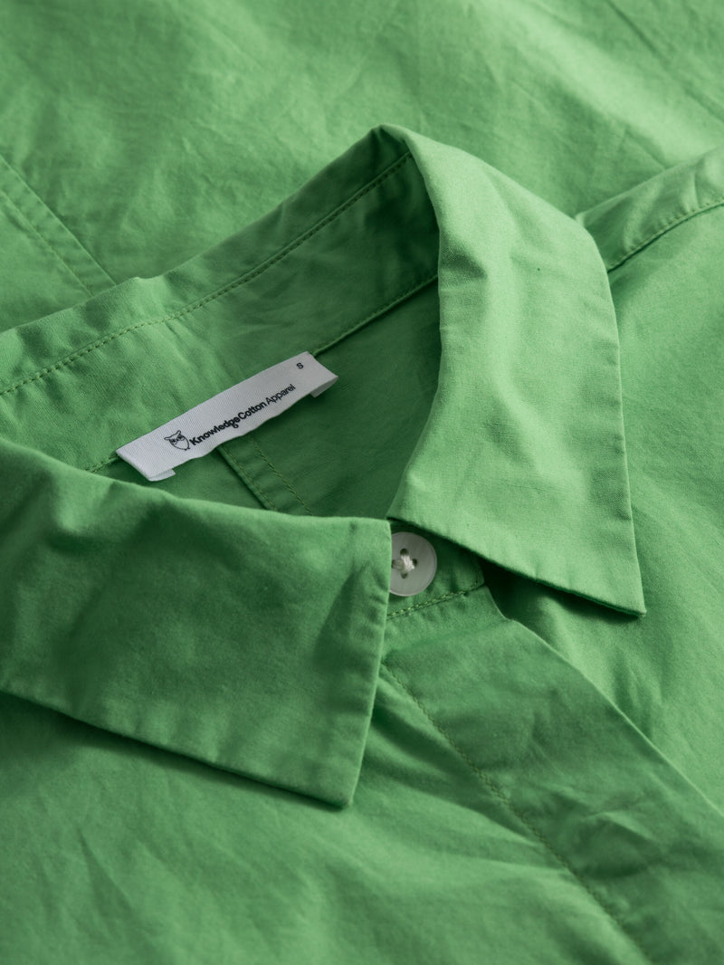 KnowledgeCotton Apparel - WMN Poplin dropped shoulder shirt dress Dresses 1218 Vibrant Green