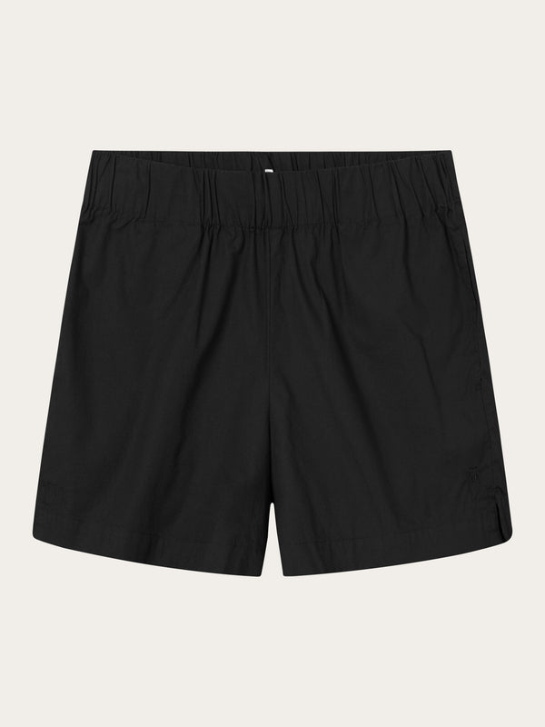 KnowledgeCotton Apparel - WMN Poplin elastic waist shorts Shorts 1300 Black Jet