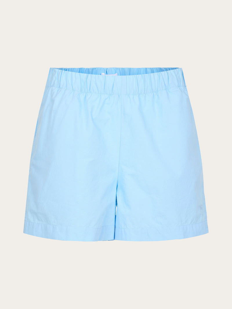 KnowledgeCotton Apparel - WMN Poplin elastic waist shorts Shorts 1377 Airy Blue