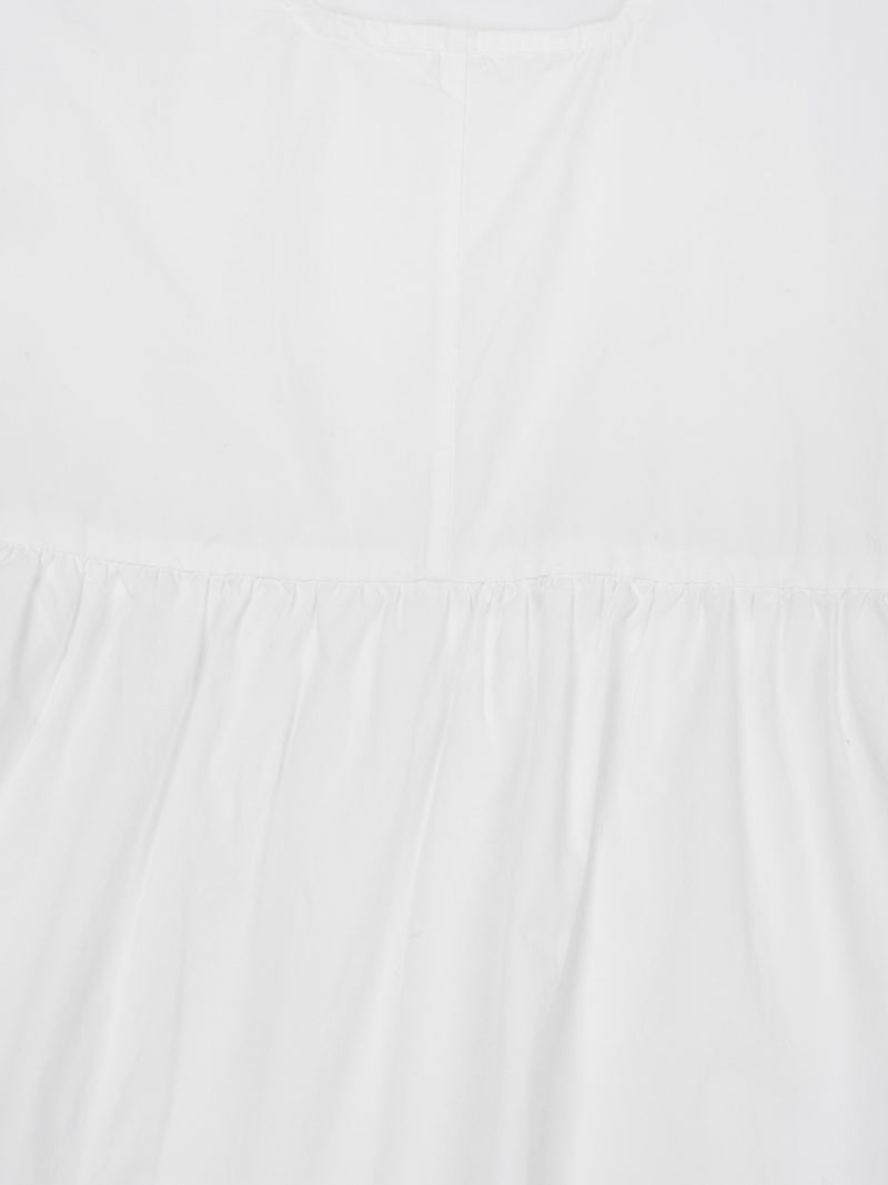 KnowledgeCotton Apparel - WMN Puff sleeve poplin dress Dresses 1010 Bright White