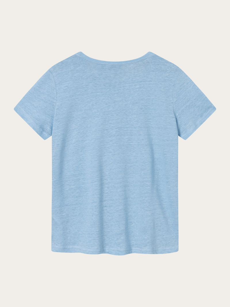 KnowledgeCotton Apparel - WMN Reg linen t-shirt T-shirts 1377 Airy Blue