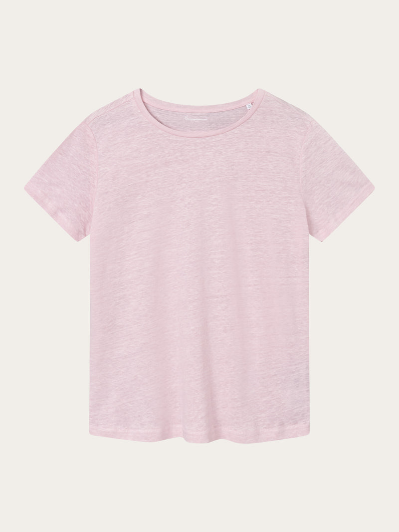 KnowledgeCotton Apparel - WMN Reg linen t-shirt T-shirts 1378 Parfait Pink