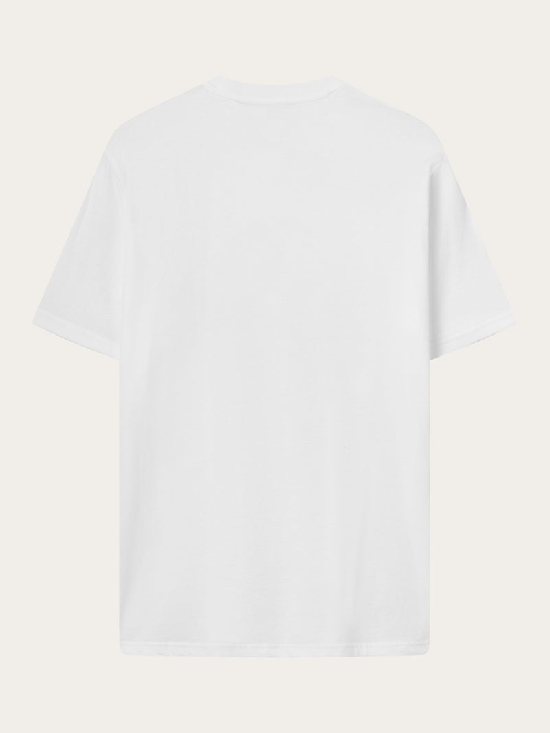 KnowledgeCotton Apparel - MEN Regular mountain front print t-shirt T-shirts 1010 Bright White