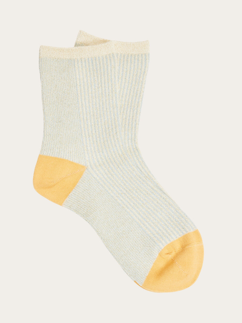 KnowledgeCotton Apparel - WMN Single pack Colorblock rib socks Socks 1349 Chambray Blue