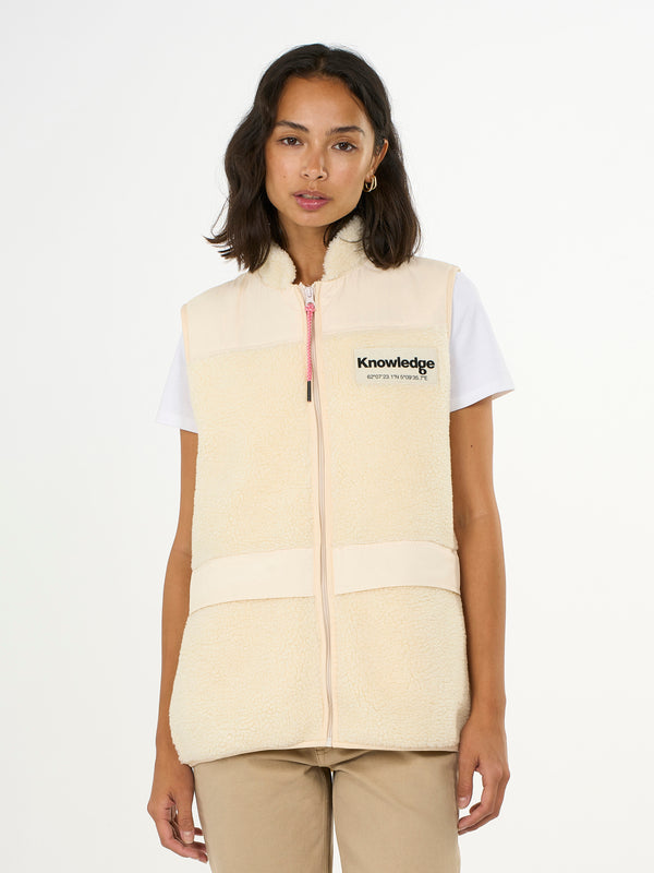 KnowledgeCotton Apparel - WMN Teddy colorblock vest Fleeces 1348 Buttercream