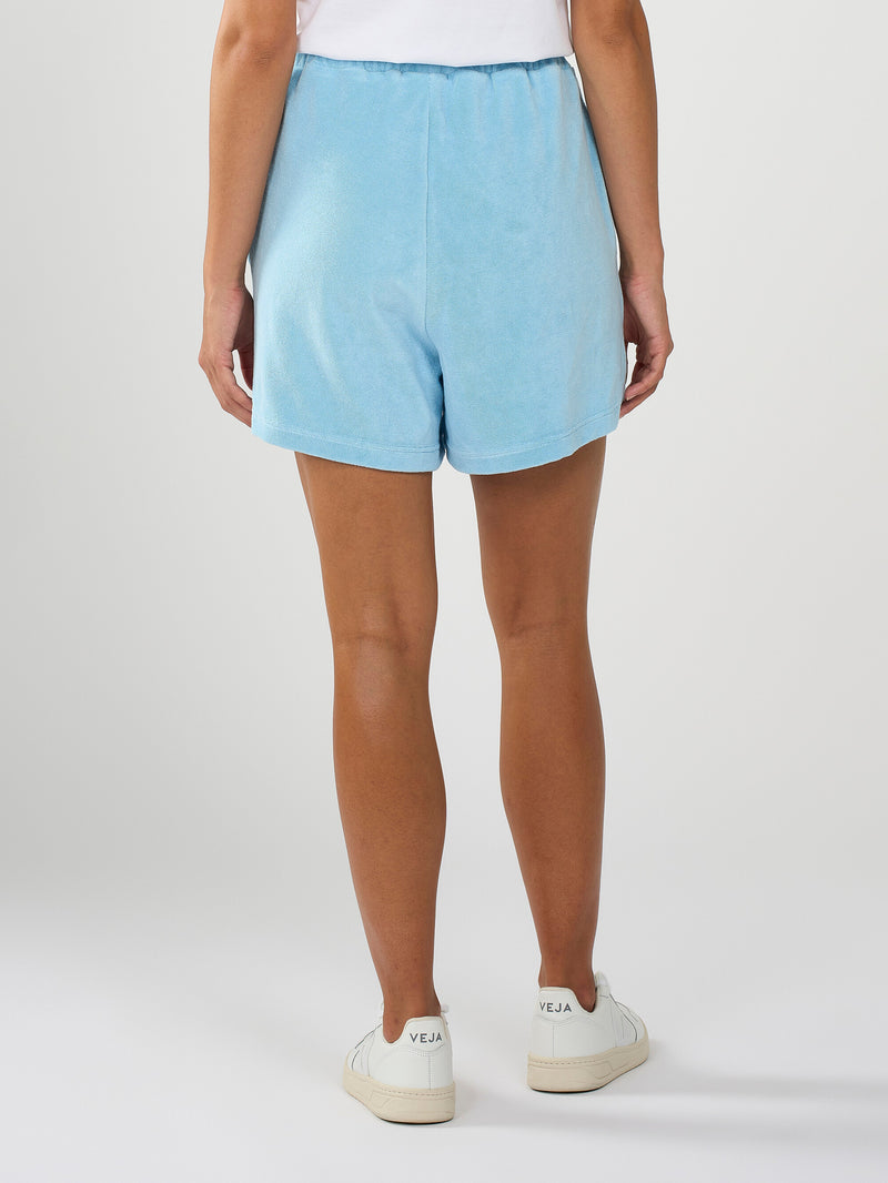 KnowledgeCotton Apparel - WMN Terry elastic waist shorts Shorts 1377 Airy Blue