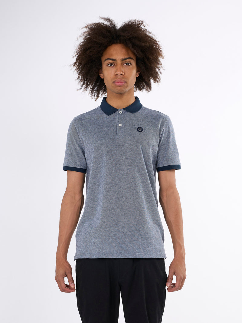 KnowledgeCotton Apparel - MEN Yarn dyed badge polo Polos 1001 Total Eclipse