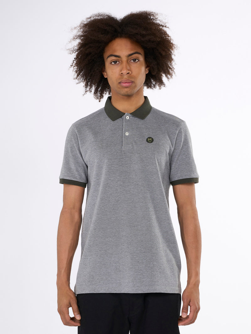 KnowledgeCotton Apparel - MEN Yarn dyed badge polo Polos 1090 Forrest Night